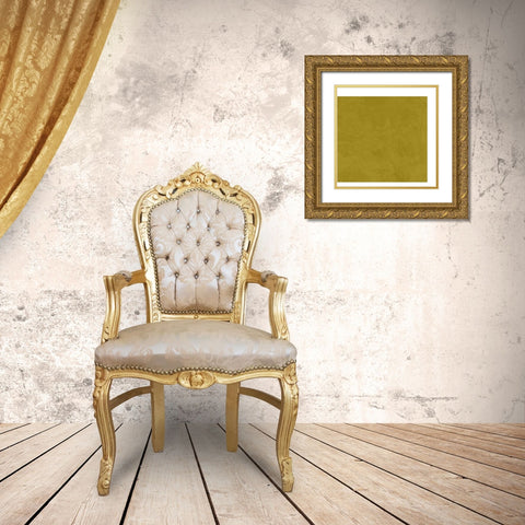 Abstract Mustard Gold Ornate Wood Framed Art Print with Double Matting by Inuit