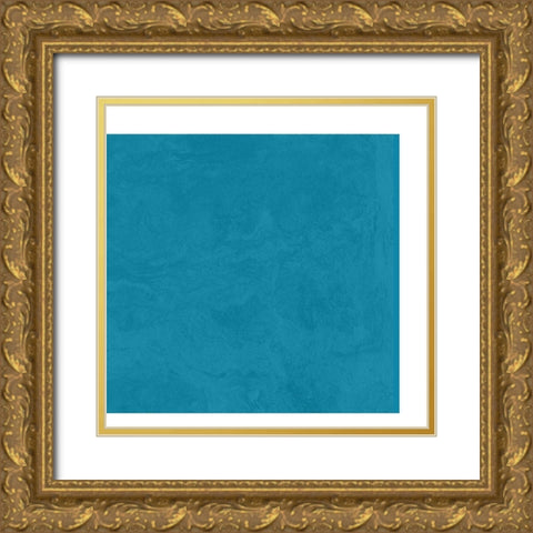 Abstract Teal Gold Ornate Wood Framed Art Print with Double Matting by Inuit