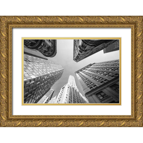 Empire State Sky Gold Ornate Wood Framed Art Print with Double Matting by Graciet, Stephane