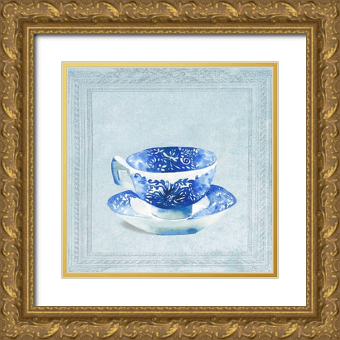 Beautiful Patterned Tea Cup Gold Ornate Wood Framed Art Print with Double Matting by Dolzhenko, Anna