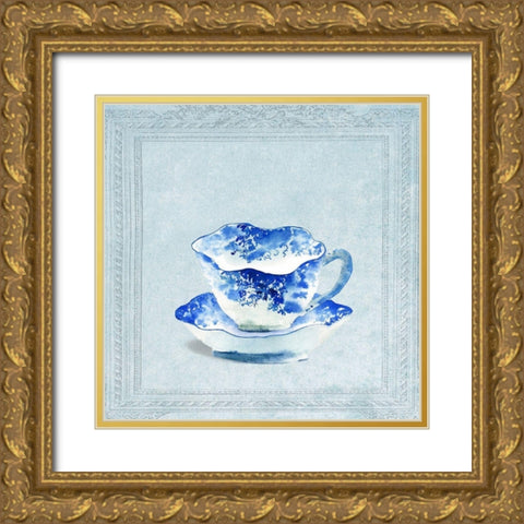 Vintaged Pattern Tea Cup Gold Ornate Wood Framed Art Print with Double Matting by Dolzhenko, Anna