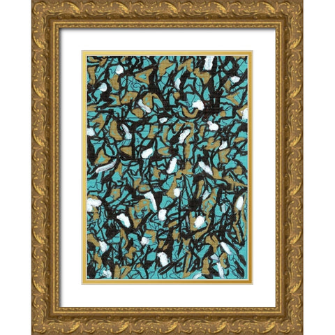 Mosaic Abstract 103 Gold Ornate Wood Framed Art Print with Double Matting by Carroccio, Lisa