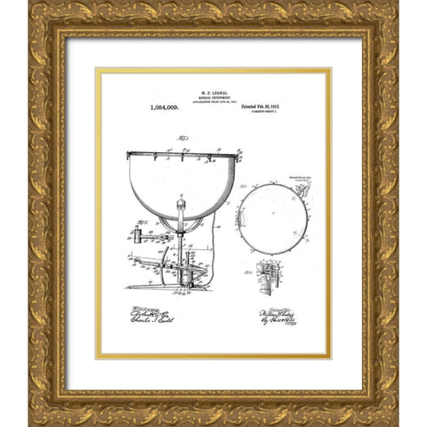 Kettle drum Diagram Gold Ornate Wood Framed Art Print with Double Matting by Anonymous