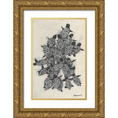 Turtles on the Beach Gold Ornate Wood Framed Art Print with Double Matting by Carroccio, Lisa
