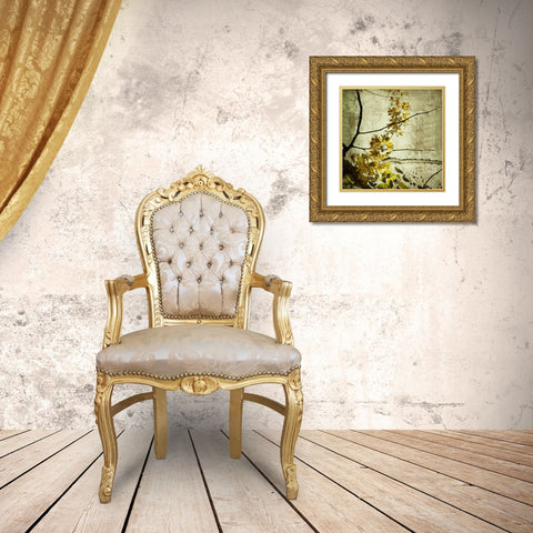 Yellow Kerala Blossoms Gold Ornate Wood Framed Art Print with Double Matting by Anonymous