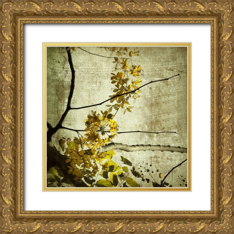 Yellow Kerala Blossoms Gold Ornate Wood Framed Art Print with Double Matting by Anonymous