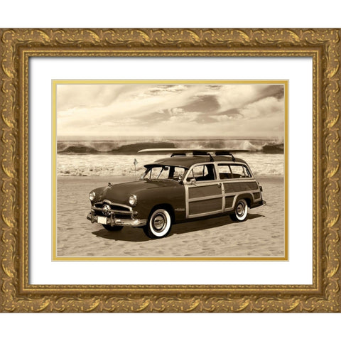 Vintage Woody Sepia Gold Ornate Wood Framed Art Print with Double Matting by Anonymous