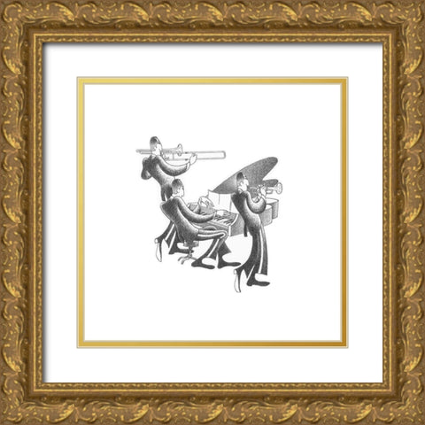 Jazz Evening Gold Ornate Wood Framed Art Print with Double Matting by Vilar, Roger