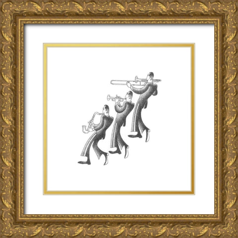 Jazz Melody Gold Ornate Wood Framed Art Print with Double Matting by Vilar, Roger