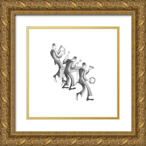 Marimba Section Gold Ornate Wood Framed Art Print with Double Matting by Vilar, Roger