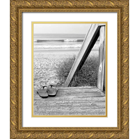 Sandals by the Sea Gold Ornate Wood Framed Art Print with Double Matting by Anonymous