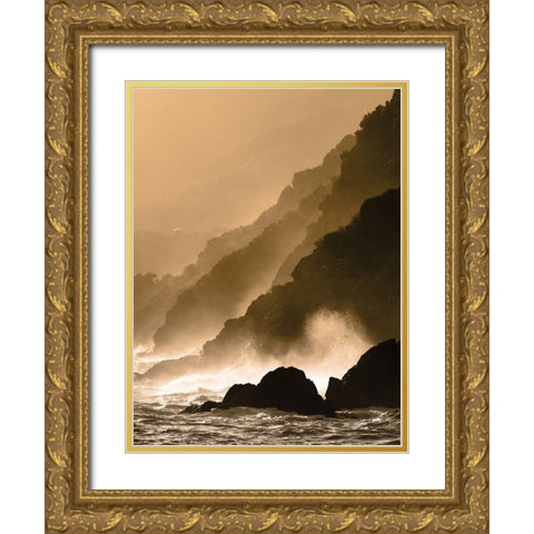 Dramatic Seascape Gold Ornate Wood Framed Art Print with Double Matting by Anonymous