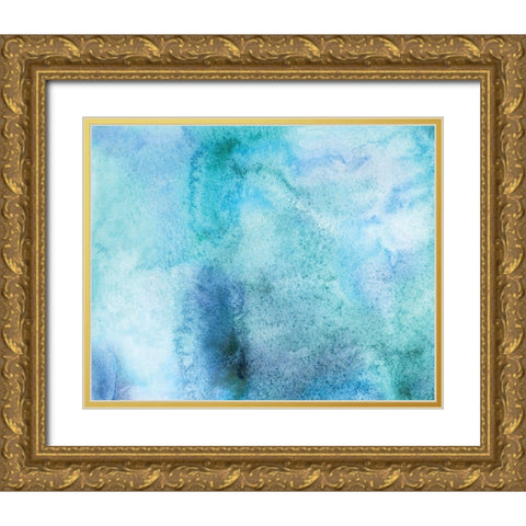Aquamarine I. Gold Ornate Wood Framed Art Print with Double Matting by Anonymous