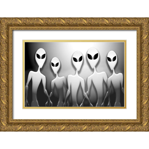 Anyone Home? Gold Ornate Wood Framed Art Print with Double Matting by Anonymous