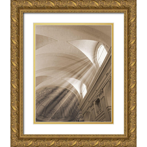 Sunbeamed Cathedral Gold Ornate Wood Framed Art Print with Double Matting by Anonymous