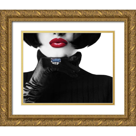 Ruby Lips I Gold Ornate Wood Framed Art Print with Double Matting by Anonymous