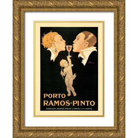 Porto Ramos Gold Ornate Wood Framed Art Print with Double Matting by Vincent, Rene
