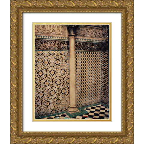 The Column Gold Ornate Wood Framed Art Print with Double Matting by Unknown