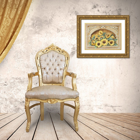 Sunflower Fresco Gold Ornate Wood Framed Art Print with Double Matting by Unknown