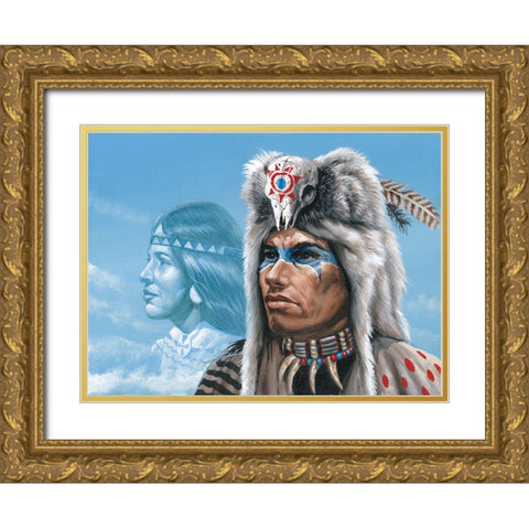 Warpaint Gold Ornate Wood Framed Art Print with Double Matting by Unknown