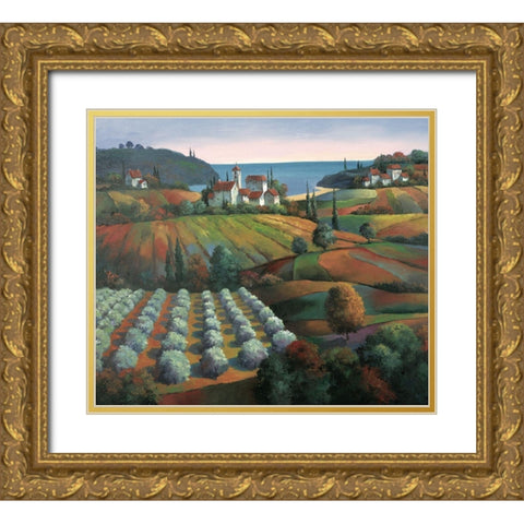 Toscany Vista II Gold Ornate Wood Framed Art Print with Double Matting by Unknown