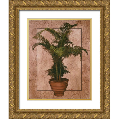 Potted Palm II Gold Ornate Wood Framed Art Print with Double Matting by Unknown