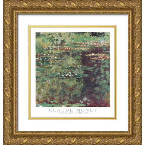 Etang aux Nympheas Gold Ornate Wood Framed Art Print with Double Matting by Monet, Claude
