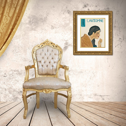 Automne Gold Ornate Wood Framed Art Print with Double Matting by Unknown