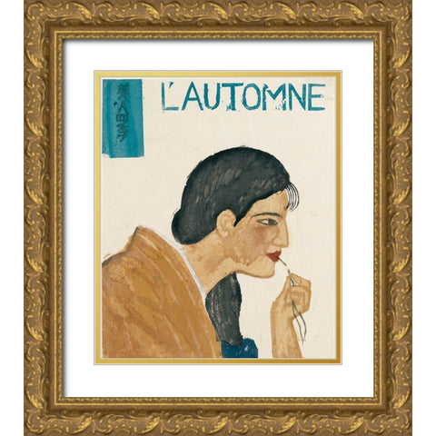 Automne Gold Ornate Wood Framed Art Print with Double Matting by Unknown