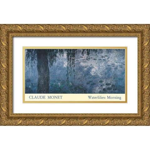 Waterlilies Gold Ornate Wood Framed Art Print with Double Matting by Monet, Claude