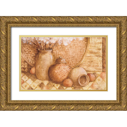 Indian Pottery II Gold Ornate Wood Framed Art Print with Double Matting by Unknown