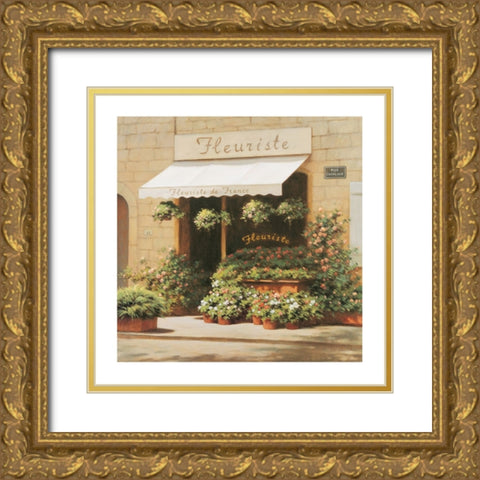 Parisian Florist Shoppe Gold Ornate Wood Framed Art Print with Double Matting by Unknown