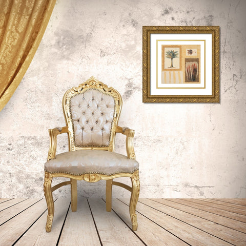 Palm Collage I Gold Ornate Wood Framed Art Print with Double Matting by Unknown