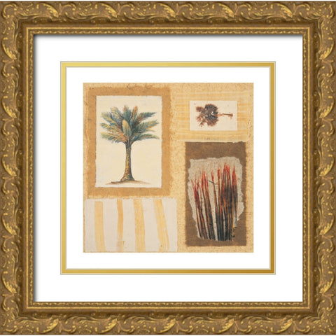 Palm Collage I Gold Ornate Wood Framed Art Print with Double Matting by Unknown
