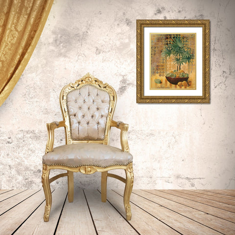 Potted Palm with Fruit I Gold Ornate Wood Framed Art Print with Double Matting by Unknown