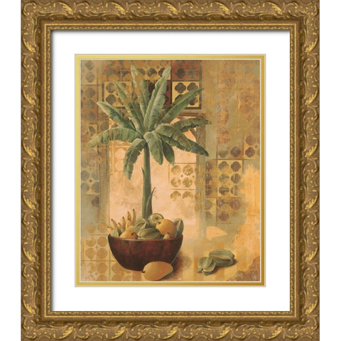 Potted Palm with Fruit II Gold Ornate Wood Framed Art Print with Double Matting by Unknown