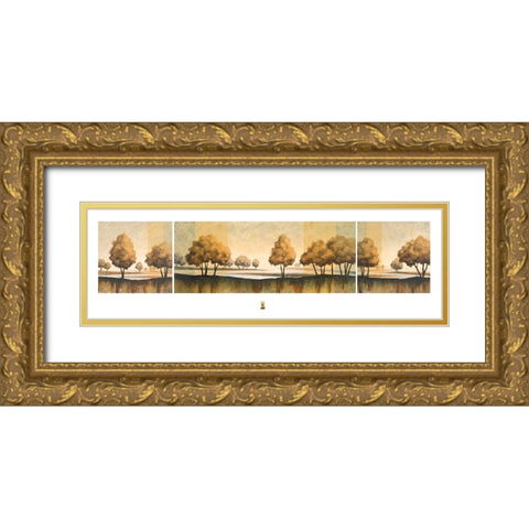 Golden Trees Tryp Gold Ornate Wood Framed Art Print with Double Matting by Unknown