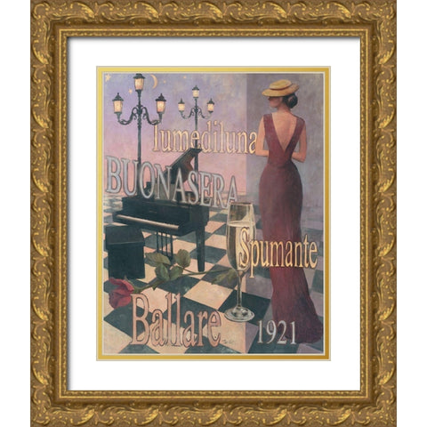 Buonasera - 1921 Gold Ornate Wood Framed Art Print with Double Matting by Unknown