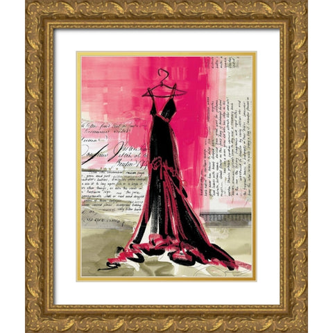 The Black Dress Gold Ornate Wood Framed Art Print with Double Matting by Unknown