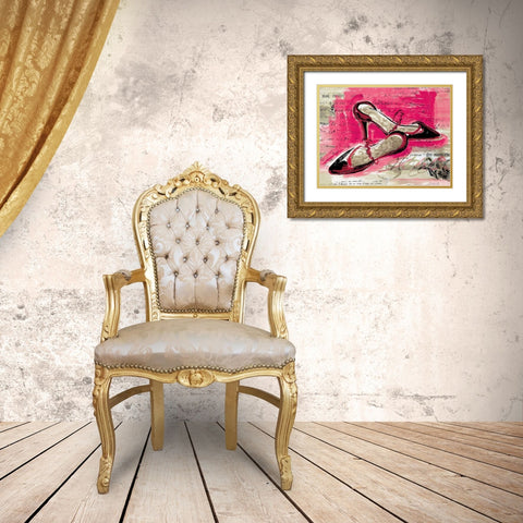 High Heels Gold Ornate Wood Framed Art Print with Double Matting by Unknown