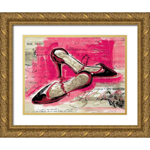High Heels Gold Ornate Wood Framed Art Print with Double Matting by Unknown