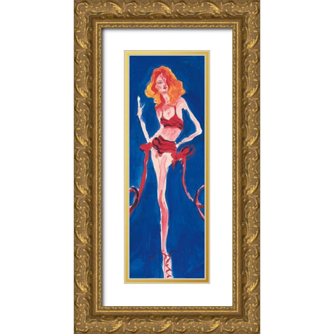 Girly Girl Blue Gold Ornate Wood Framed Art Print with Double Matting by Unknown