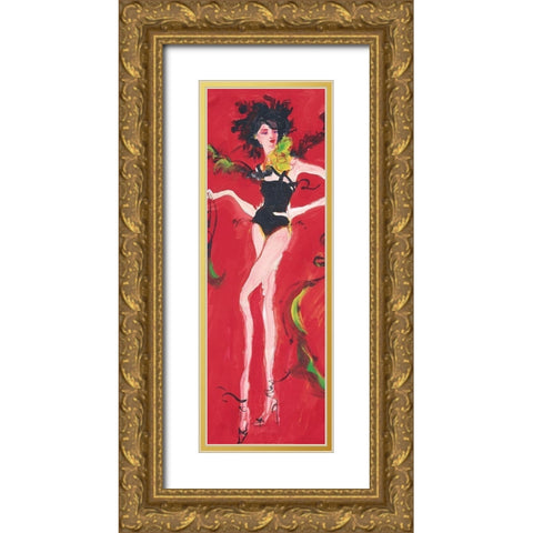 Girly Girl Red Gold Ornate Wood Framed Art Print with Double Matting by Unknown