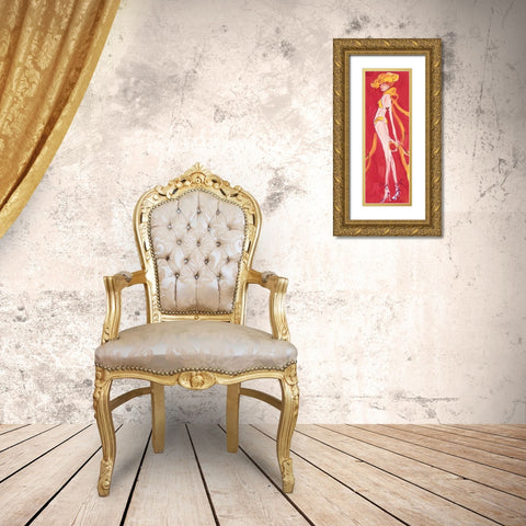 Girly Girl Yellow Gold Ornate Wood Framed Art Print with Double Matting by Unknown