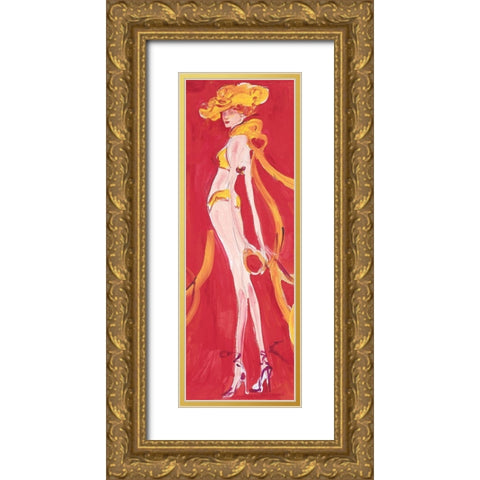 Girly Girl Yellow Gold Ornate Wood Framed Art Print with Double Matting by Unknown