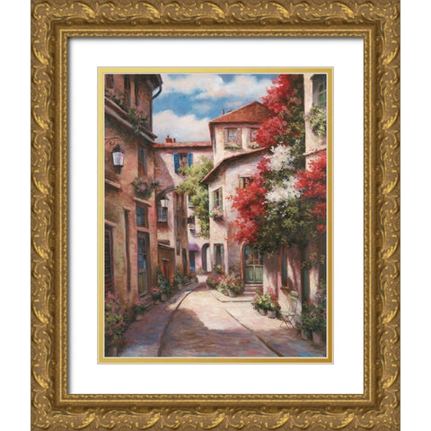 Mediterranean Villa II Gold Ornate Wood Framed Art Print with Double Matting by Unknown