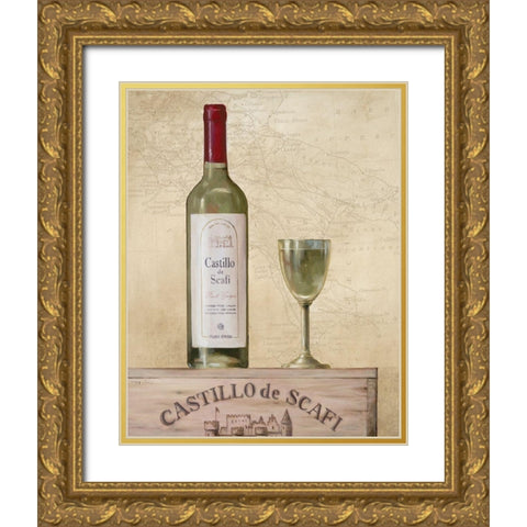 Wine I Gold Ornate Wood Framed Art Print with Double Matting by Unknown