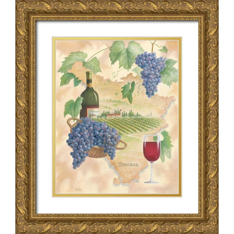 Toscany Red Gold Ornate Wood Framed Art Print with Double Matting by Unknown
