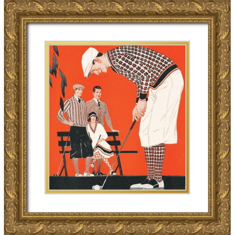 Vintage Putt Gold Ornate Wood Framed Art Print with Double Matting by Unknown