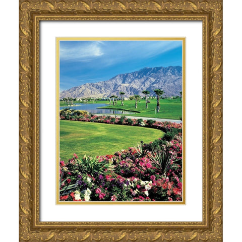 Golf in Heaven Gold Ornate Wood Framed Art Print with Double Matting by Unknown